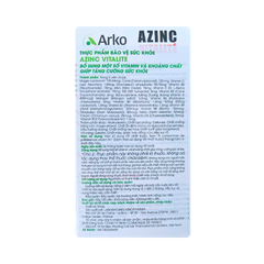 Viên Uống Bổ Sung Vitamin Và Khoáng Chất Azinc Vitalité Arkopharma (Hộp 120 Viên) - Hỗ Trợ Giảm Mệt Mỏi, Tăng Cường Sức Đề Kháng