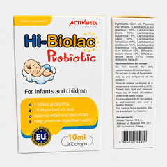 Hi-Biolac Probiotic men vi sinh 10 chủng 1 tỷ CFU hỗ trợ cân bằng hệ vi sinh đường ruột cho trẻ em và người lớn lọ 10 ml