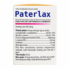 Cốm tiêu hóa Paterlax bổ sung chất xơ và lợi khuẩn, hỗ trợ giảm táo bón, hộp 30 gói x 3g.