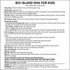 Bio Island DHA For Kids 60 viên nang mềm, bổ sung DHA từ vi tảo Schizochytrium, hỗ trợ thị lực, khả năng tập trung, não bộ và hệ thần kinh cho trẻ em