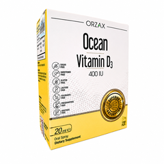 Ocean Vitamin D3 400 IU Orzax dạng xịt uống 20 ml hỗ trợ bổ sung vitamin D3, tăng hấp thu canxi, duy trì xương răng cho trẻ sơ sinh và trẻ nhỏ