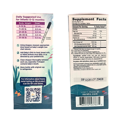 Nordic Naturals Baby's DHA 60ml – Dầu cá DHA cho trẻ sơ sinh, bổ sung DHA, EPA và Vitamin D3 hỗ trợ phát triển não bộ, thị giác và hệ thần kinh