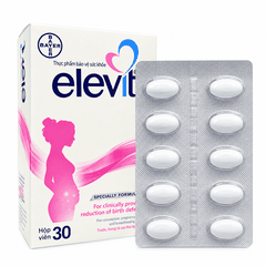Elevit Bayer 30 viên – Thực phẩm bảo vệ sức khỏe bổ sung Acid Folic 800 mcg, Sắt, Vitamin và Khoáng chất cho phụ nữ chuẩn bị mang thai, đang mang thai và cho con bú