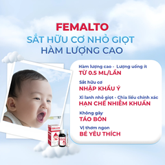 Dung Dịch Bổ Sung Sắt Hữu Cơ Femalto - Giúp Giảm Nguy Cơ Thiếu Máu Do Thiếu Sắt, Không Gây Táo Bón (Chai 30ml)