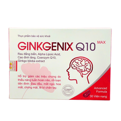Viên Nang Ginkgenix Q10 Max - Hỗ Trợ Sức Khoẻ Não Bộ, Giúp Tăng Cường Tuần Hoàn Máu Não (Hộp 30 Viên)