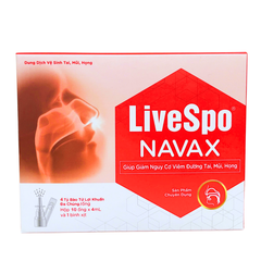 LiveSpo Navax Đỏ Chuyên Dụng Dạng Xịt Mũi Giúp Giảm Nguy Cơ Viêm Đường Tai, Mũi, Họng (Hộp 10 ống 4ml + 1 Bình Xịt)