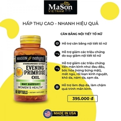 Mason Natural Evening Primrose Oil ( Tinh dầu hoa anh thảo )- Cân bằng nội tiết tố nữ (Lọ 60 viên)