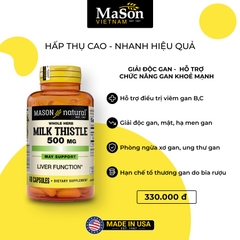 Mason Natural Milk Thistle 500mg - Giải độc gan, hỗ trợ chức năng gan khỏe mạnh