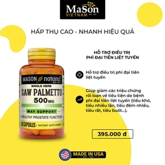 Mason Natural Saw Palmetto 500mg - Hỗ trợ điều trị phì đại tiền liệt tuyến (Lọ 60 viên)