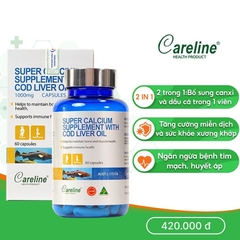 Viên uống canxi bổ sung dầu gan cá Super Calcium Supplement With Cod Liver Oil 1000mg - (Lọ 60 viên) - CARELINE