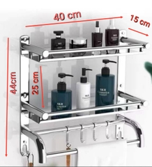 kệ  2 tầng đa năng  treo khăn phòng tắm inox 304