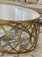 LCT38-Bàn Sofa oval khung họa tiết
