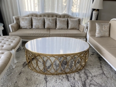 LCT38-Bàn Sofa oval khung họa tiết