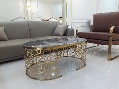 LCT37-Bàn Sofa oval khung họa tiết