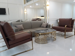 LCT37-Bàn Sofa oval khung họa tiết