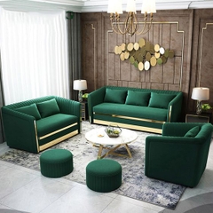 LCF05- Sofa phòng khách viền inox mạ vàng