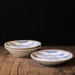 Set 3 đĩa mộc men tiêu hoạ tiết cá