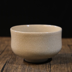 Chawan - Bát đánh matcha mộc tráng men xám sữa