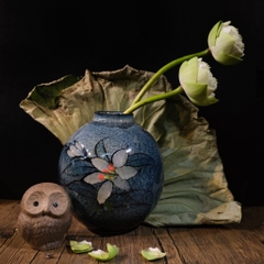 Bình hoa thiên mục lông thỏ (triện đáy)