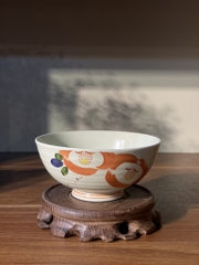 Bát men kem vẽ hoa trà