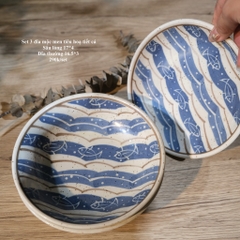 Set 3 đĩa mộc men tiêu hoạ tiết cá