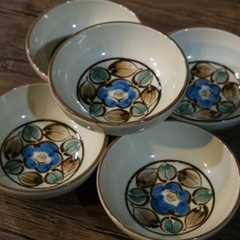 Set bát vẽ hoa trà