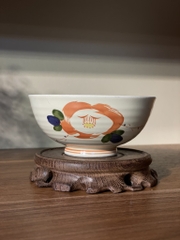 Bát men kem vẽ hoa trà