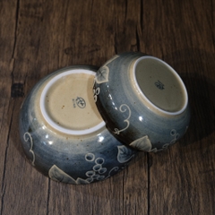 Set bát men tiêu vẽ lá phong/ quả nho (triện đáy)