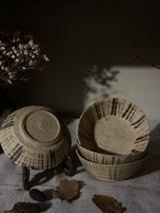 Bát chấm mộc sần sọc nâu