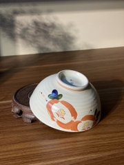 Bát men kem vẽ hoa trà