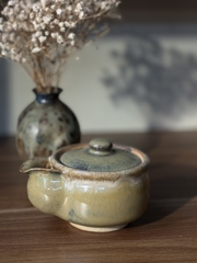 Ấm trà Houhin tráng men xanh rêu