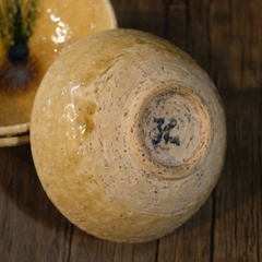 Bát cơm - Chawan, bát đánh matcha men rêu khắc hoa