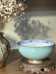 Bát ăn xanh ngọc hoạ tiết đôi thỏ