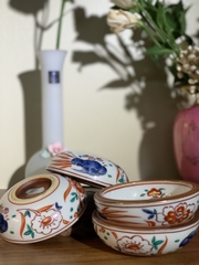Bát chấm nhỏ tam thái vẽ vàng cốt dày