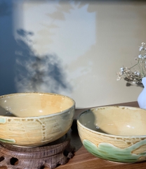 Bát size nhỡ vuốt vàng loang xanh rêu