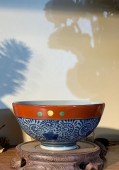 Bát tráng men hoa vẽ triện