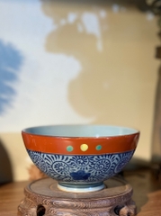 Bát tráng men hoa vẽ triện