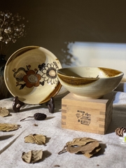 Bát ăn cơm men rạn hoạ tiết hoa nghệ thuật