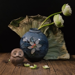 Bình hoa thiên mục lông thỏ (triện đáy)