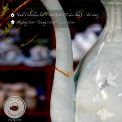 Bình Celadon hạc Hàn Quốc (Triện đáy) - Vá vàng