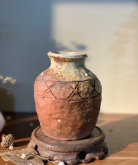 Bình gốm mộc trang trí chấm tuyết trắng