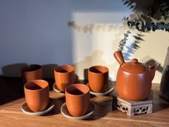 Bộ ấm Tokoname Kyusu khắc tay thư pháp lọc gốm bán cầu cốt đanh