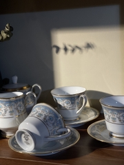 Bộ trà sứ xương Nhật Bản cao cấp Noritake Polonaise hàng hiếm - sưu tầm full set gồm 15 món