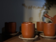 Bộ ấm Tokoname Kyusu khắc tay thư pháp lọc gốm bán cầu cốt đanh