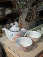 Bộ trà Kyoyaki vẽ tay hoa anh đào