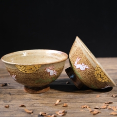 Set bát phu thê vẽ đôi thỏ