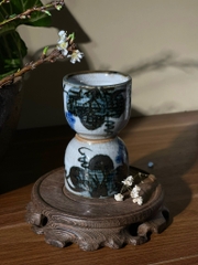 Cặp chén men rạn họa tiết độc đáo