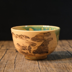 Chawan - Bát đánh matcha men rạn (triện nghệ nhân khắc chìm)