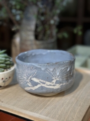 Chawan - Bát đánh matcha xanh lam men sữa chảy - Chén trà đạo