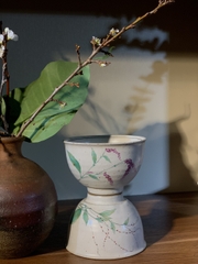 Chén men tráng sữa vẽ hoa